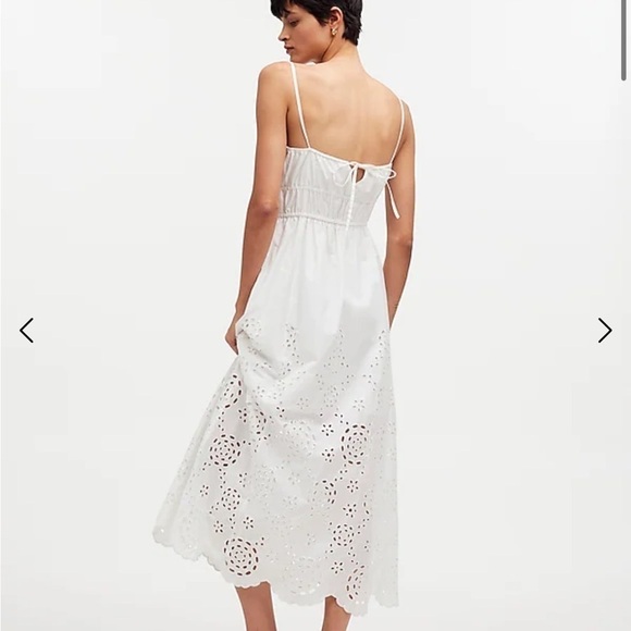 Madewell Embroidered White Tank Eyelet Midi Dress Poplin Size 2 - Picture 2 of 11